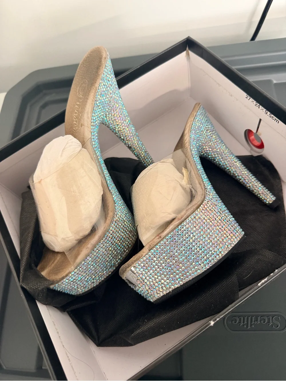 Pleaser Iridescent Crystal Platform Stilettos - used condition